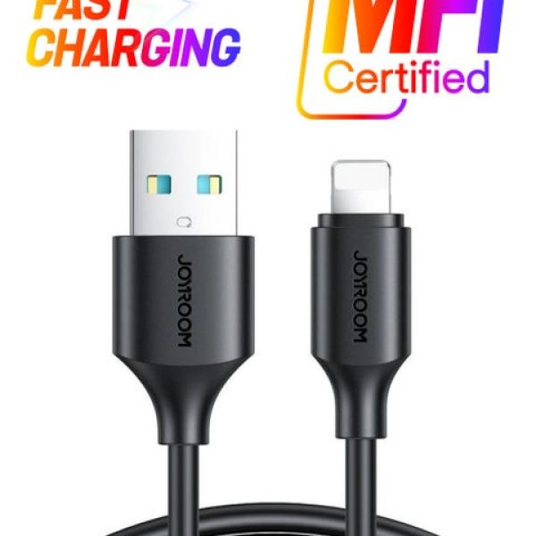 جوي روم كابل USB إلى لايتنينج للشحن السريع ومزامنة البيانات بقوة 2.4 أمبير لجهاز آيفون وآي باد بطول 1 متر أسود