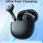 سماعات JR-FB1 داخل الأذن بتقنية بلوتوث 5.3 لاسلكية، نظام أسماء النطاقات، تقليل الضوضاء، 65 مللي ثانية، زمن استجابة منخفض، شحن سريع IP54 مقاوم للماء مع صندوق شحن وغطاء واقٍ أسود