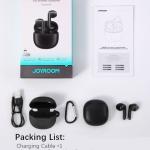 سماعات JR-FB1 داخل الأذن بتقنية بلوتوث 5.3 لاسلكية، نظام أسماء النطاقات، تقليل الضوضاء، 65 مللي ثانية، زمن استجابة منخفض، شحن سريع IP54 مقاوم للماء مع صندوق شحن وغطاء واقٍ أسود