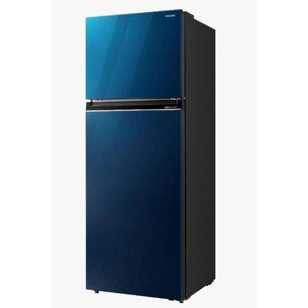 Toshiba توشيبا - ثلاجة - باب زجاجي 2D 450 لتر بتصميم ليلة مليئة بالنجوم - ضاغط عاكس، ثبات الجهد، تبريد الهواء، صندوق المرافق، تحكم في الرطوبة، بيور بيوري، منطقة تبريد، أزرق