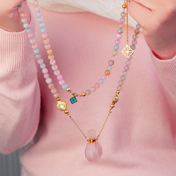 سبحة من 100 حبة من المورجانايت في فضه