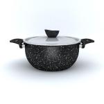 Lapis لابيس طقم اواني طهي جرانيت حلة مقاس 18 - 20 - 22 - 26 سم + ووك مقاس 24 سم + مقلاية كريب مقاس 30 سم + قطعتان توزيع 13 قطعه اسود