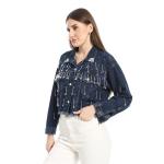 Coctail جاكيت جينز قصيرة-17255-أزرق داكن