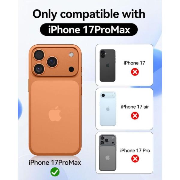 جراب كريستال iPhone 17 Pro Max بحجم 6.9 بوصة لعام 2025، متوافق مع MagSafe، غطاء خلفي مضاد للخدوش، غطاء خلفي شفاف مقاوم للخدوش