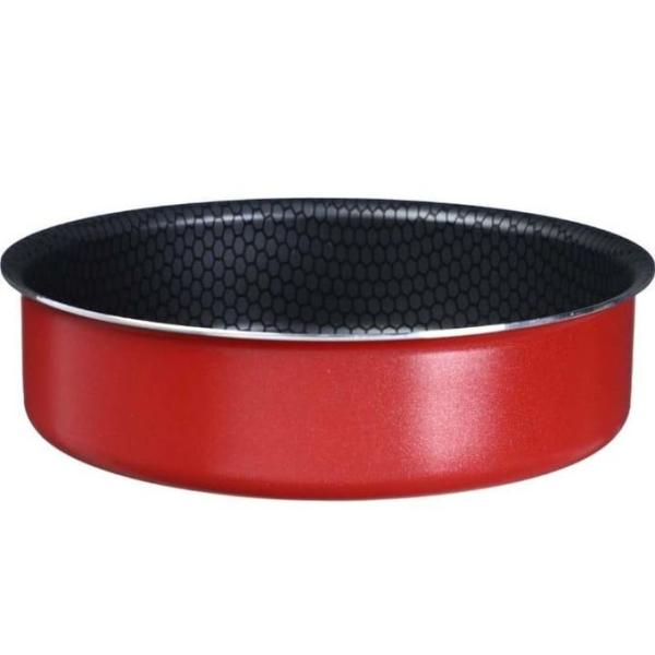 Trueval طقم حلل تيفلون ، بغطاء ستانلس ستيل، 15 قطعه - احمر