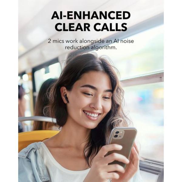 Anker سماعات أذن لاسلكية بلوتوث مع وقت تشغيل 36 ساعة وتقنية شحن سريع وصوت واضح وملاءمة مريحة ومكالمات واضحة مع 2 ميكروفون